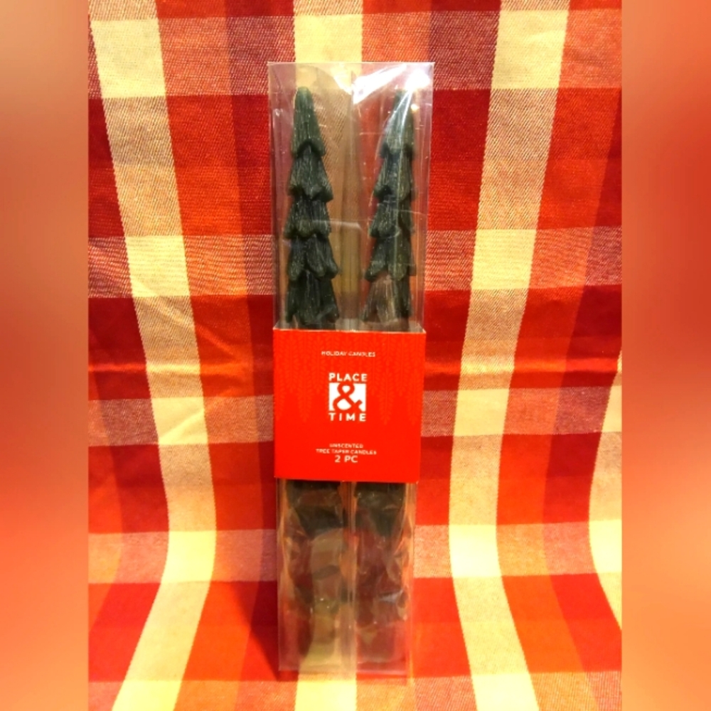 NIB Unscented Christmas tree taper candles